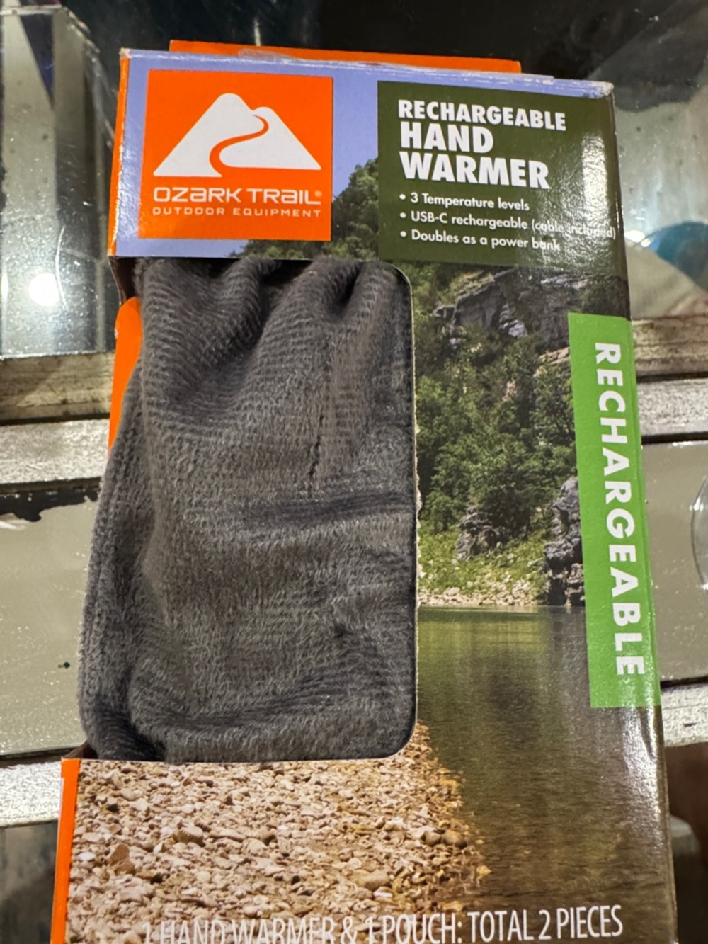 Ozark Trail Rechargeable Hand Warmer with Gray Pouch